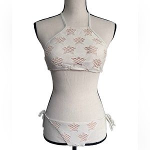 Billabong Cream Crochet Star Two Piece Bikini size x small